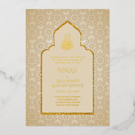 GOLD Foil Nikah Walimaイスラム教結婚徒 箔招待状