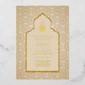 GOLD Foil Nikah Walimaイスラム教結婚徒 箔招待状 (正面)