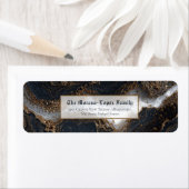 Gold Foil Obsidian Marble Return Address ラベル (インサイチュ)