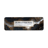 Gold Foil Obsidian Marble Return Address ラベル (正面)