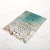 Gold Foil Ocean Tide Ethereal Shoreline Wedding 箔招待状 (回転した状態)