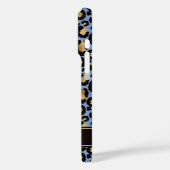 Gold Foil On Blue Leopard Print Monogrammed Case-Mate iPhoneケース (裏面 / 左)