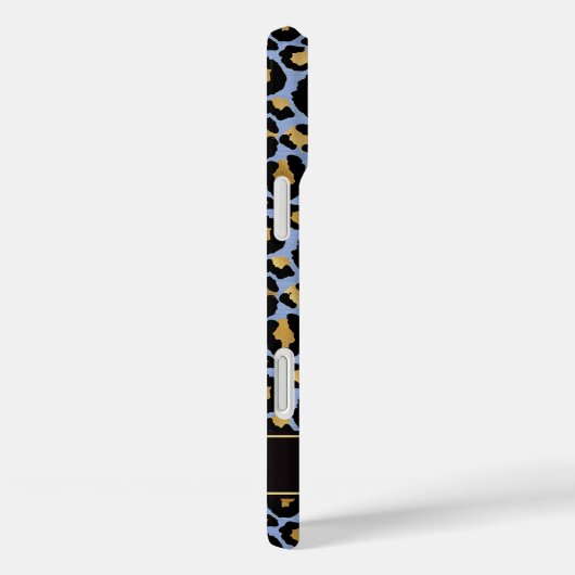 Gold Foil On Blue Leopard Print Monogrammed Case-Mate iPhoneケース (裏面 / 右)