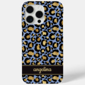 Gold Foil On Blue Leopard Print Monogrammed Case-Mate iPhoneケース (裏面)