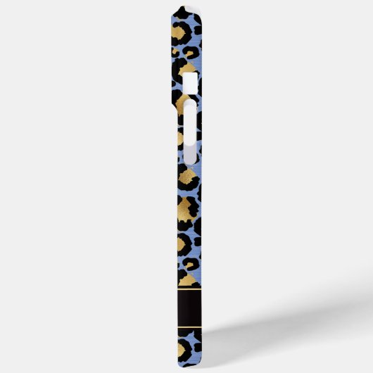Gold Foil On Blue Leopard Print Monogrammed Case-Mate iPhoneケース (裏面 / 左)
