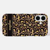 Gold Foil On Brown Leopard Print Monogrammed Case-Mate iPhoneケース (裏面 (横))