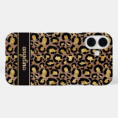 Gold Foil On Brown Leopard Print Monogrammed Case-Mate iPhoneケース (裏面 (横))