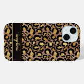Gold Foil On Brown Leopard Print Monogrammed Case-Mate iPhoneケース (裏面 (横))