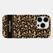 Gold Foil On Brown Leopard Print Monogrammed Case-Mate iPhoneケース (裏面 (横))