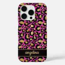 Gold Foil On Hot Pink Leopard Print Monogrammed