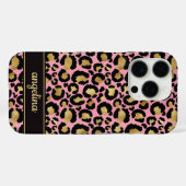 Gold Foil On Pink Leopard Print Monogrammed Case-Mate iPhoneケース (裏面 (横))