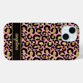 Gold Foil On Pink Leopard Print Monogrammed Case-Mate iPhoneケース (裏面 (横))