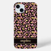 Gold Foil On Pink Leopard Print Monogrammed Case-Mate iPhoneケース (裏面)
