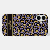 Gold Foil On Purple Leopard Print Monogrammed Case-Mate iPhoneケース (裏面 (横))