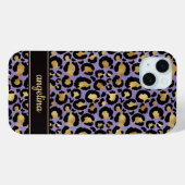 Gold Foil On Purple Leopard Print Monogrammed Case-Mate iPhoneケース (裏面 (横))