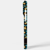Gold Foil On Teal Leopard Print Monogrammed Case-Mate iPhoneケース (裏面 / 左)