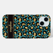 Gold Foil On Teal Leopard Print Monogrammed Case-Mate iPhoneケース (裏面 (横))