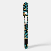Gold Foil On Teal Leopard Print Monogrammed Case-Mate iPhoneケース (裏面 / 左)