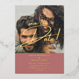 GOLD Foil Photo Overlayバラ救Date 結婚's 箔招待状