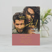 GOLD Foil Photo Overlayバラ救Date 結婚's 箔招待状 (立ち正面)