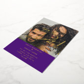 GOLD Foil Photo Overlay Purple 救 Date結婚's 箔招待状 (回転した状態)