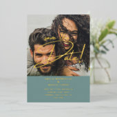 GOLD Foil Photo Overlay Sage 救 Date結婚's 箔招待状 (立ち正面)