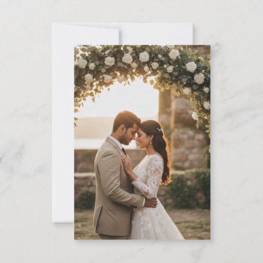 Gold Foil Photo Wedding RSVP QR Code Card (裏面)