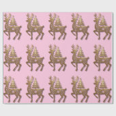Gold Foil Reindeer with a Christmas Tree  ラッピングペーパー (フラット)