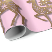 Gold Foil Reindeer with a Christmas Tree  ラッピングペーパー (ロールコーナー)