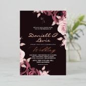 Gold Foil Rose Pink ⎮ Mauve Wedding Photo 箔招待状 (立ち正面)