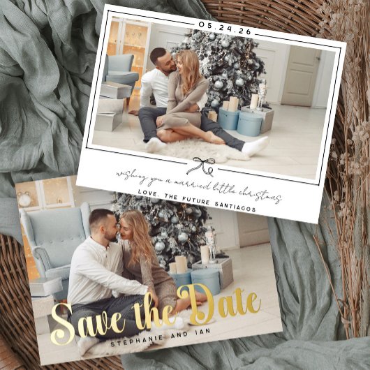 Gold Foil Save The Date Christmas Card 箔シーズンポストカード
