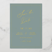 Gold Foil Save the Date Modern Invitation Card 箔招待状 (正面)