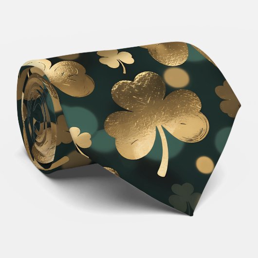 Gold Foil Shamrock Pattern St. Patrick's Day ネクタイ (ロール)