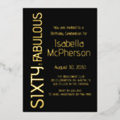Gold Foil Sixty and Fabulous 60th Birthday Party 箔招待状 (正面)
