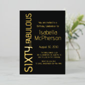 Gold Foil Sixty and Fabulous 60th Birthday Party 箔招待状 (立ち正面)