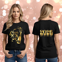 Gold Foil Sparkling Cheers to 2026 Happy New Year Tシャツ
