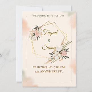 Gold Foil Style Wedding Invitation | Elegant Scrip シーズンカード