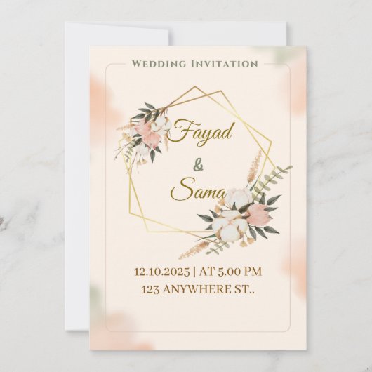 Gold Foil Style Wedding Invitation | Elegant Scrip シーズンカード (正面)