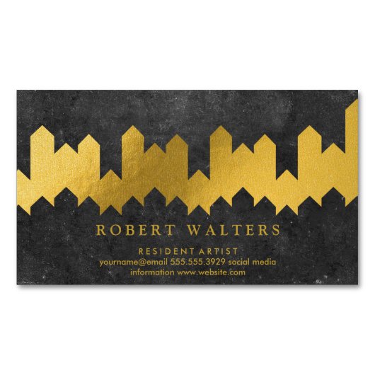 Gold Foil Texture | Lux Shapes | スレート マグネット名刺 (正面)