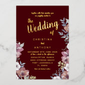Gold Foil Watercolor Floral Wedding Invitation 箔招待状 (正面)
