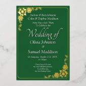 Gold Foil Wedding Invitation Emerald Green White  箔招待状 (正面)