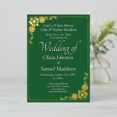 Gold Foil Wedding Invitation Emerald Green White  箔招待状 (立ち正面)
