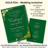 Gold Foil Wedding Invitation Emerald Green White 箔招待状