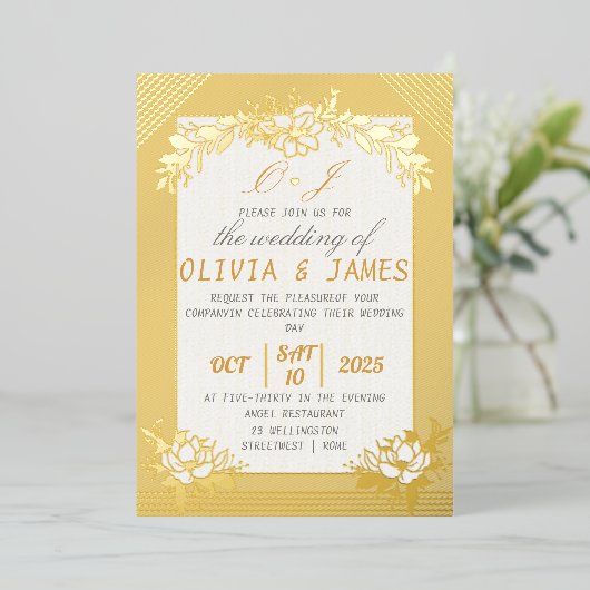 Gold Foil Wedding Invitation Premium Foil 箔招待状 (立ち正面)