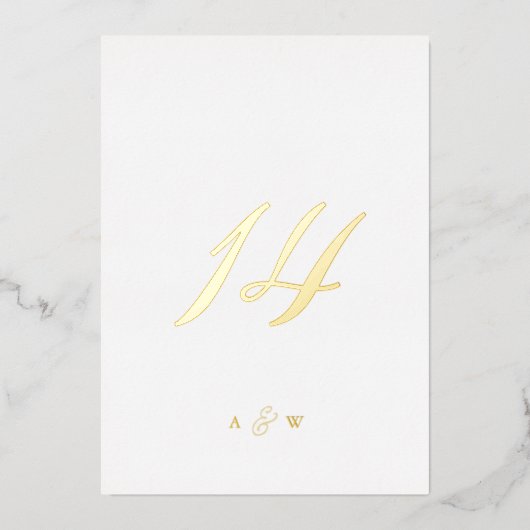 Gold Foil Wedding Table Numbers 1–29  箔招待状 (正面)