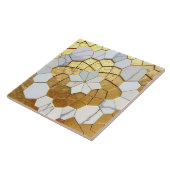 Gold Foil & White Marble Geometric Mosaic Art Deco タイル (側面)