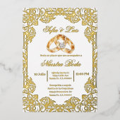 gold foil with frame Spanish wedding  箔招待状 (正面)