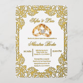 gold foil with frame Spanish wedding  箔招待状 (正面)