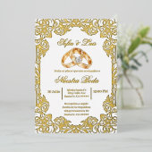 gold foil with frame Spanish wedding  箔招待状 (立ち正面)