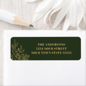 Gold Foliage Green Return Address ラベル (インサイチュ)